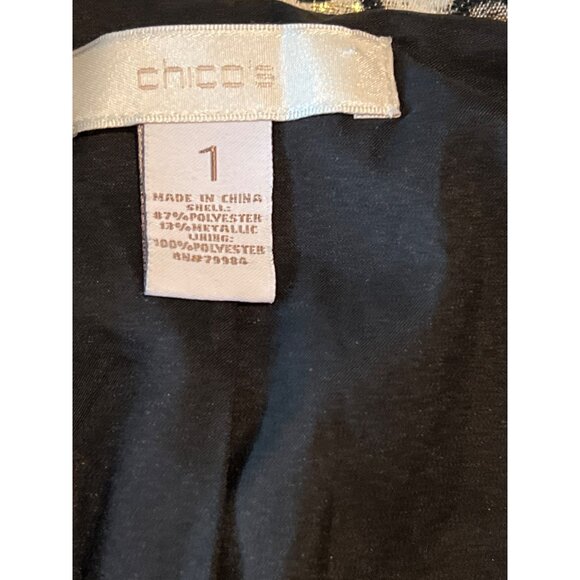 Chicos Animal Print Metallic Blazer Size M Jacket Coat Work Core - Picture 3 of 8